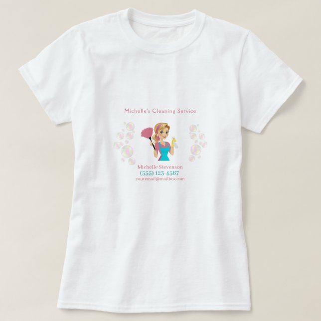 Camiseta Servicio de limpieza de Purpurinas rosados de la c (Diseño del anverso)