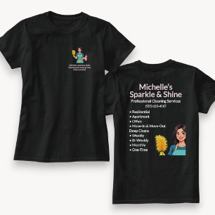 Camiseta Servicio de limpieza del hogar Mujer moderna Negra