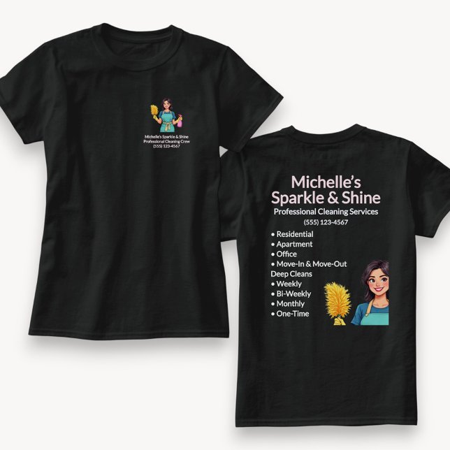 Camiseta Servicio de limpieza del hogar Mujer moderna Negra (Subido por el creador)