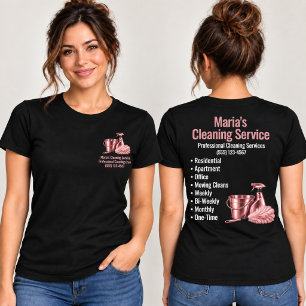 Camiseta Servicio de limpieza del hogar mujer rosa negra