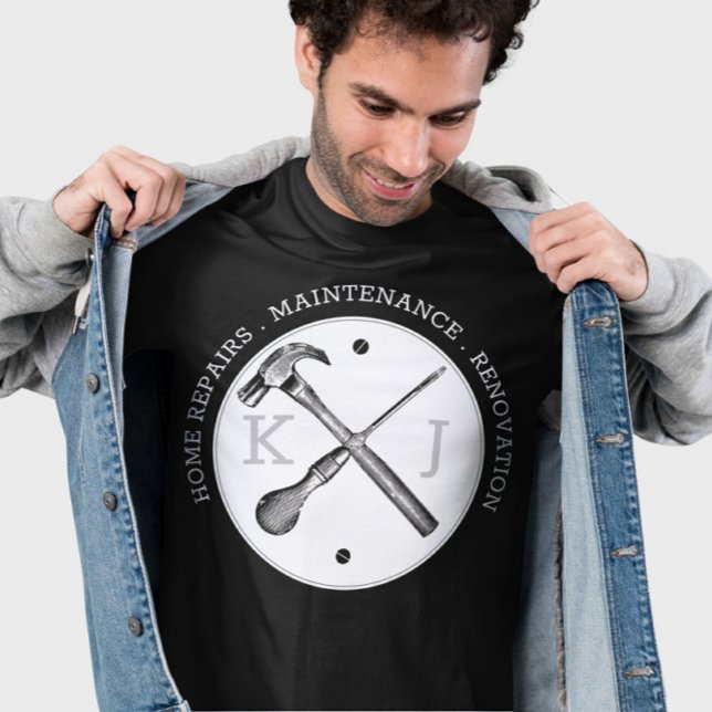 Camiseta Servicio de logotipo de monograma de Personalizado (Mock-up Front Image)