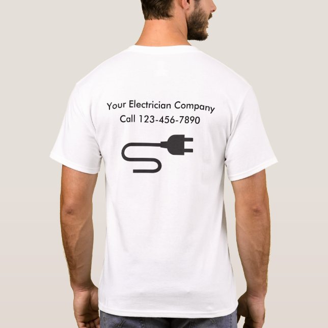 Camiseta Servicio simple del electricista (Reverso)