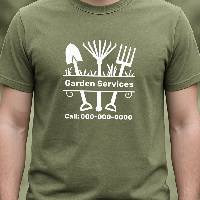 Camiseta Servicios de jardín - Monograma de herramientas (Garden Services - Tools Monogram T-Shirt)