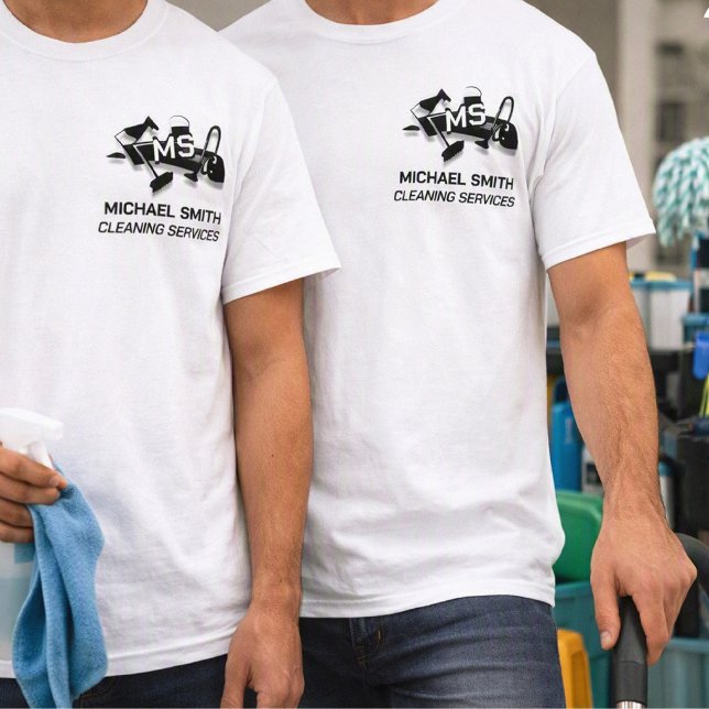 Camiseta Servicios de limpieza de logotipos simples persona (Subido por el creador)