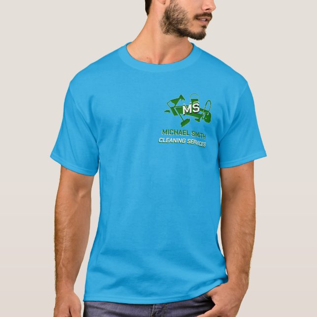 Camiseta Servicios de limpieza Logotipo verde Monograma Per (Anverso)