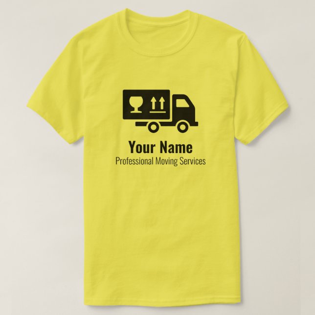 Camiseta servicios de movimiento de personalizable amarillo (Diseño del anverso)