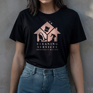 Camiseta Servicios Rosa de limpieza de casas de oro 