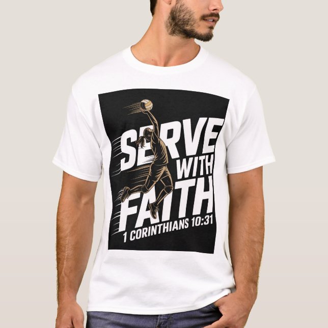 Camiseta Servir con fe Voleibol Cristiano (Anverso)