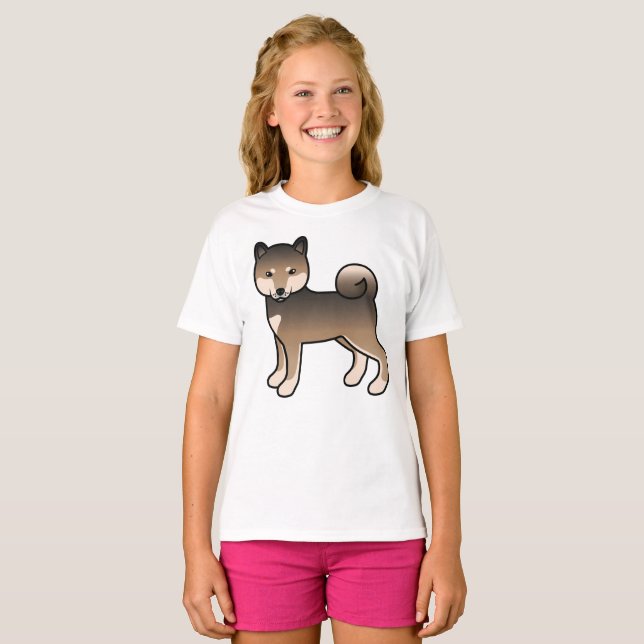 Camiseta Sesame Shiba Inu Cute Cartog Dog (Anverso completo)