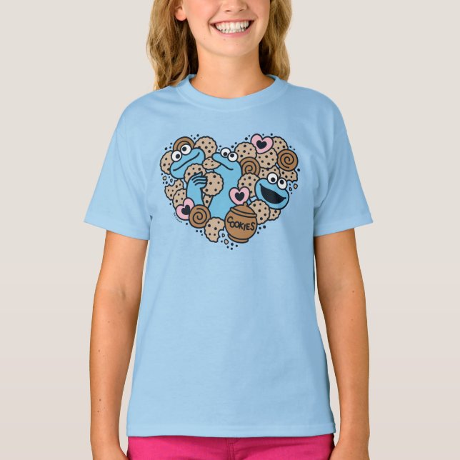 Camiseta Sésamo | Cookie Monster Doodle Heart (Anverso)