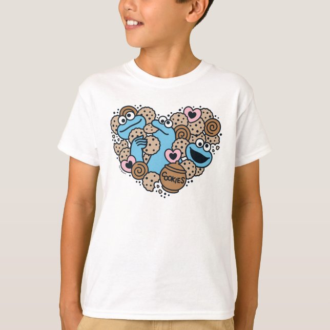 Camiseta Sésamo | Cookie Monster Doodle Heart (Anverso)