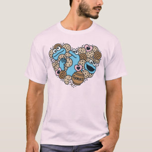 Camiseta Sésamo   Cookie Monster Doodle Heart