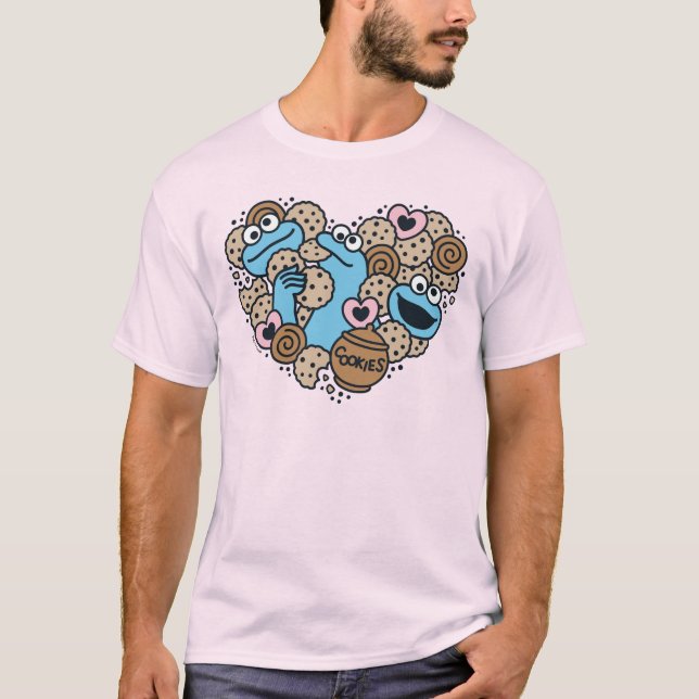 Camiseta Sésamo | Cookie Monster Doodle Heart (Anverso)