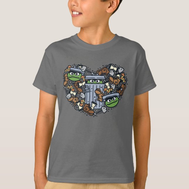 Camiseta Sésamo | Oscar el Corazón de Doodle de Grouch (Anverso)