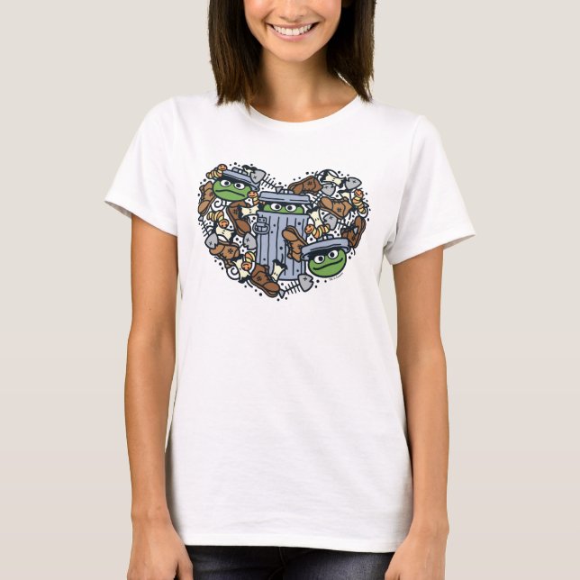 Camiseta Sésamo | Oscar el Corazón de Doodle de Grouch (Anverso)