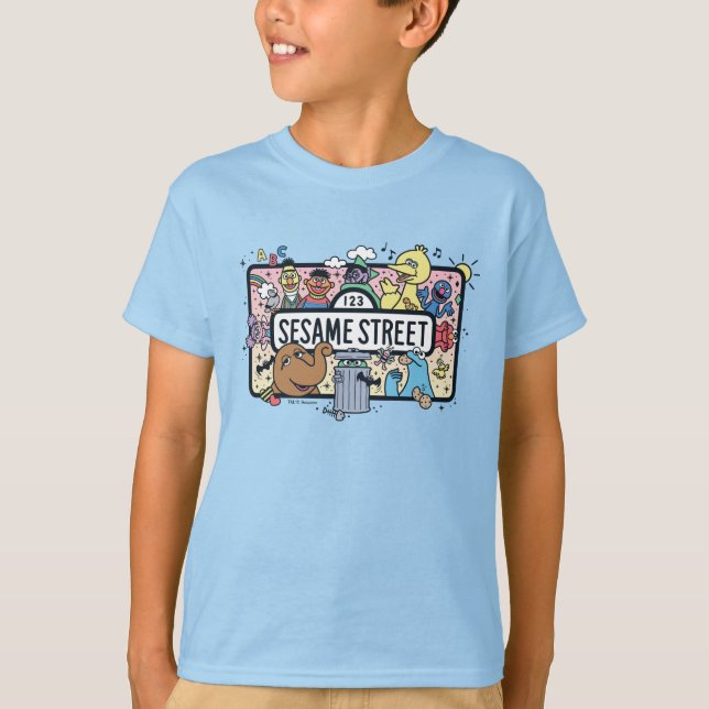 Camiseta Sésamo | Rótulo Sesame Pals Doodle (Anverso)