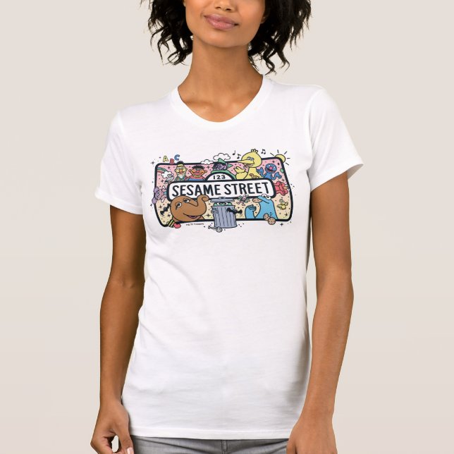 Camiseta Sésamo | Rótulo Sesame Pals Doodle (Anverso)