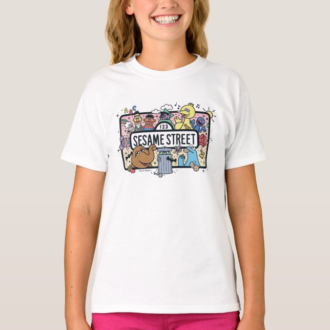 Camiseta Sésamo | Rótulo Sesame Pals Doodle (Anverso)