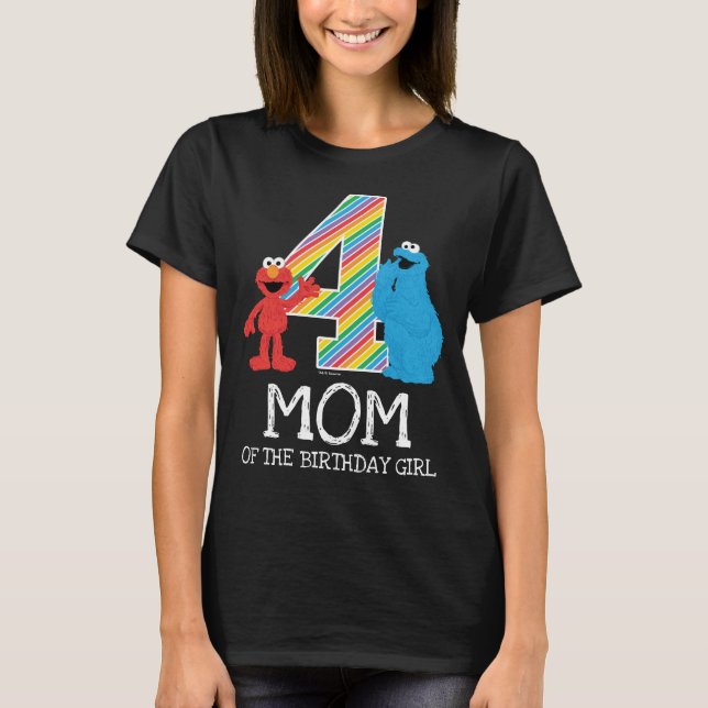 Camiseta Sésamo Street Rainbow 4º cumpleaños | Mamá Camiset (Anverso)