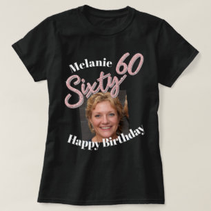 Camiseta Sesenta y sesenta años rosa de guión gráfico de cu
