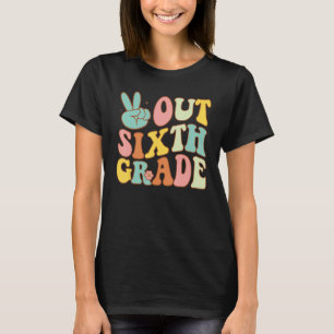 Camiseta Sesión de paz de sexto grado Groovy Escuela de últ