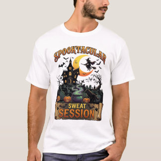 Camiseta Sesión de sudor espeluznante Casa embrujada Bruja