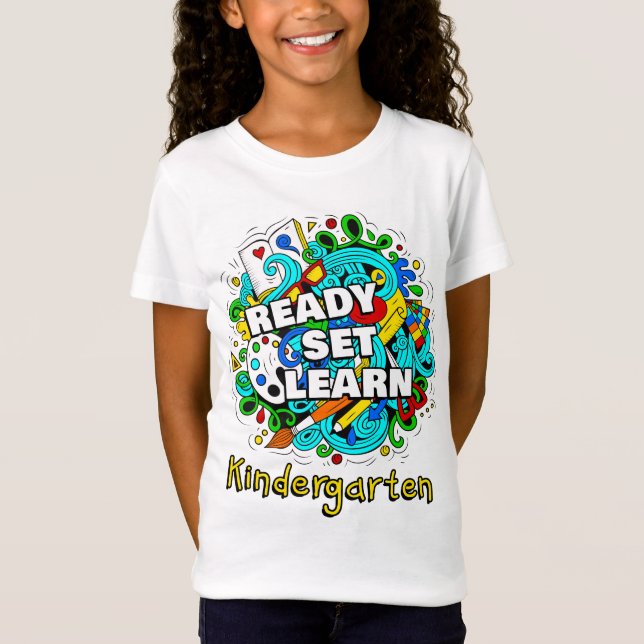 Camiseta Set listo Aprender Iniciando escuela Niños de guar (Anverso)