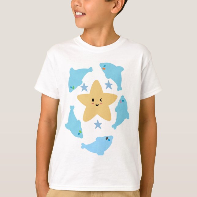 Camiseta Set of Blue sea Sharks with a Yellow Star (Anverso)