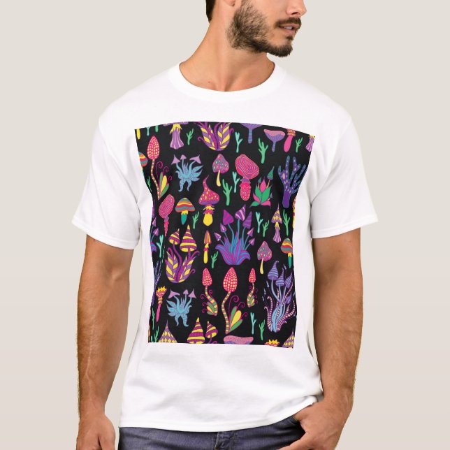 Camiseta Setas psicodélicas Patrón de colores arcoiris (Anverso)