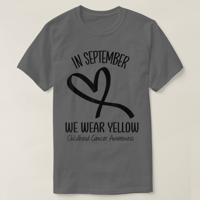Camiseta Setiembre Cardíaco usamos cáncer infantil amarillo (Diseño del anverso)