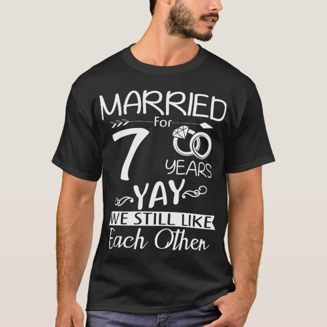 Camiseta Sétimo aniversario Boda. Casado Durante 7 Años (Anverso)
