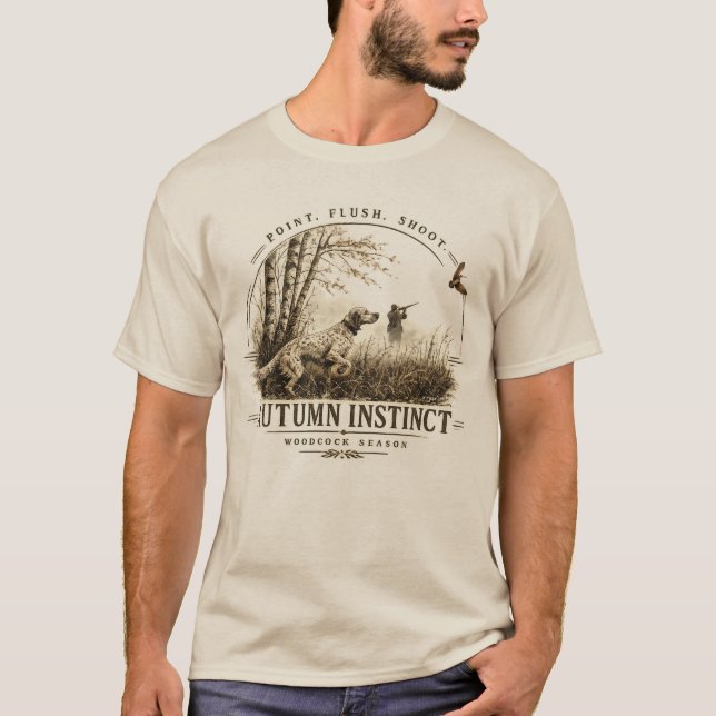 Camiseta Setter inglés, caza de chocha (Anverso)