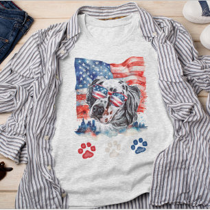 Camiseta Setter Inglés Rojo Blanco y Azul 4 de Julio