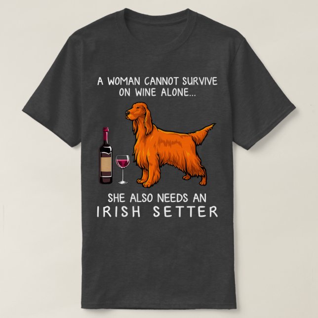 Camiseta Setter irlandés y perro gracioso de vino  (Diseño del anverso)