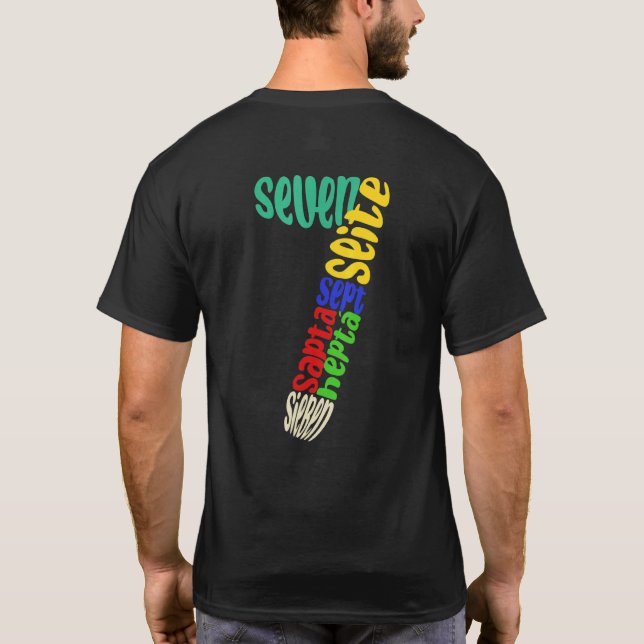 Camiseta Seven in Different Languages 7th Birthday (Reverso)