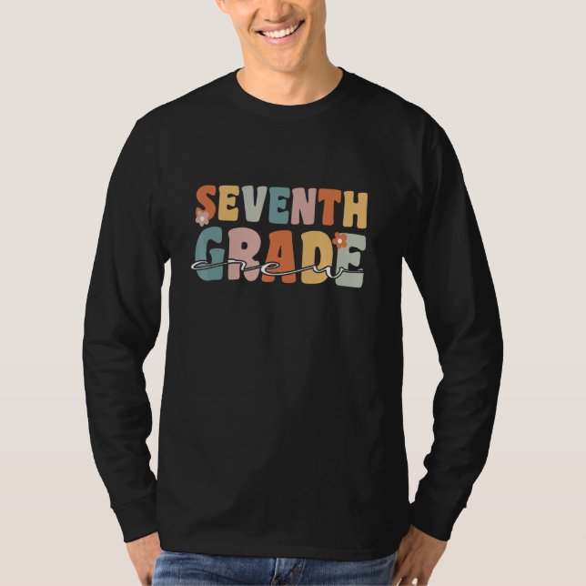 Camiseta Seventh Grade Crew Student Teacher Groovy Retro Sc (Anverso)
