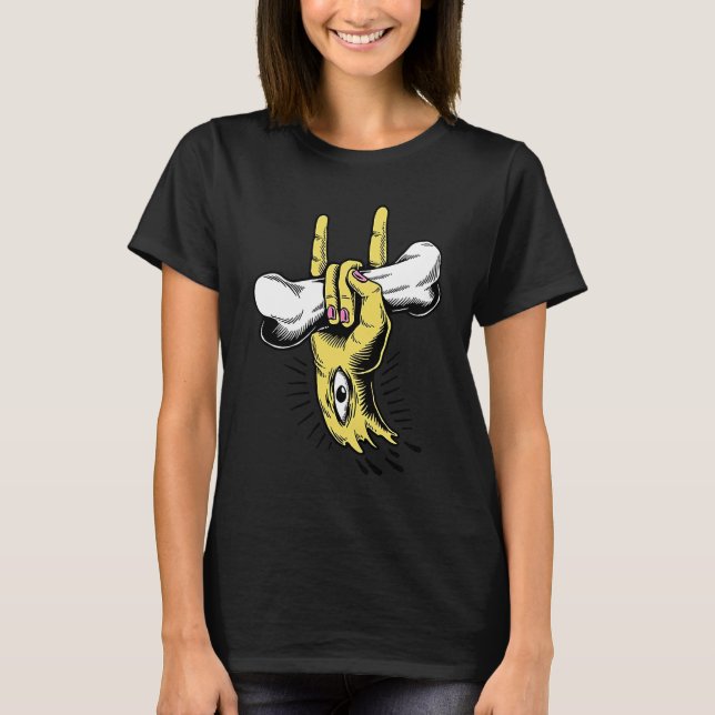 Camiseta Severed Devil Horns Hand With Eye Holding a Bone (Anverso)