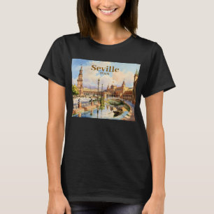 Camiseta Sevilla España Plaza de España acuarela personaliz