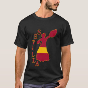 Camiseta Sevilla Flamenco Dancer Souvenir con Bandera de Es