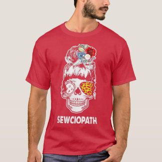 Camiseta Sewciopath Cool Leopard Skull Floral Sewing Gifts 