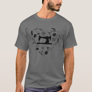 Camiseta Sewer Machine Silhouette Heart For Sewers