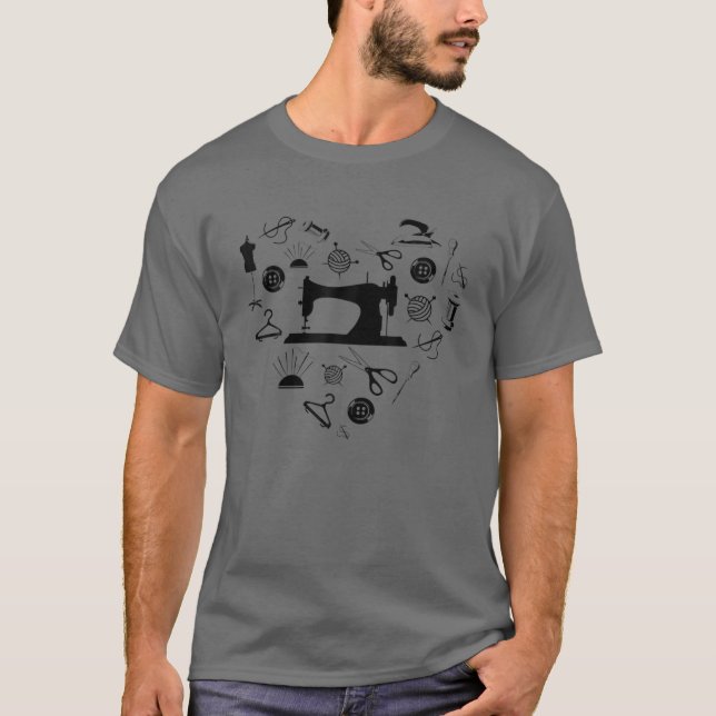 Camiseta Sewer Machine Silhouette Heart For Sewers (Anverso)