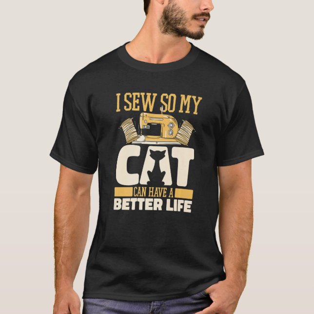 Camiseta Sewing Cat Sewer Machine  Seamstress Handcraft Sew (Anverso)