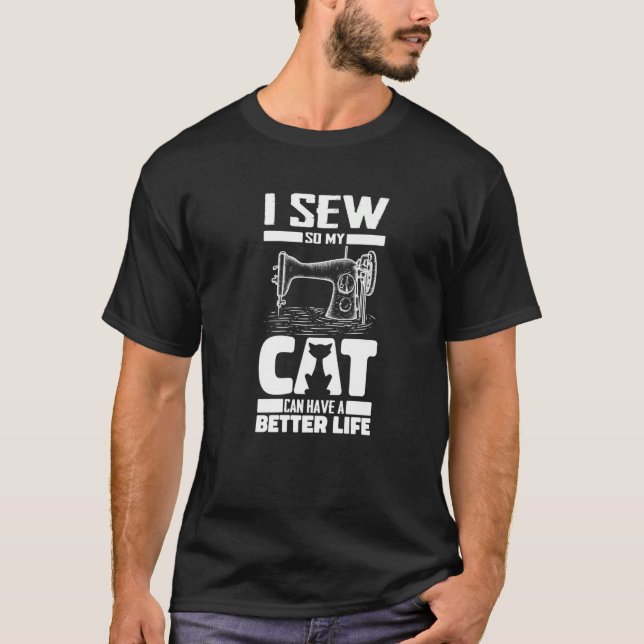 Camiseta Sewing Cat Sewer Seamstress Handcraft - Machine Se (Anverso)