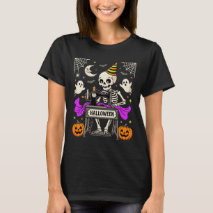 Camiseta Sewing de Halloween esqueleto fantasma espeluznant