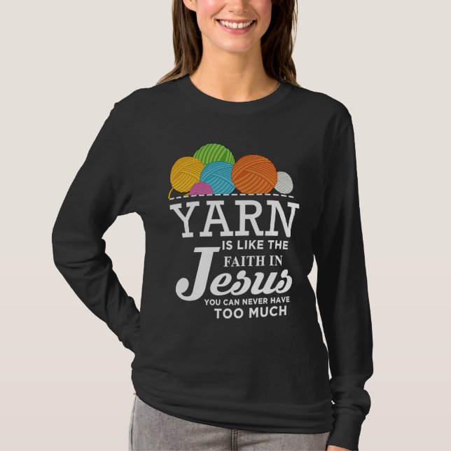 Camiseta Sewing Jesus  Quilting Yarn Needle Christian (Anverso)