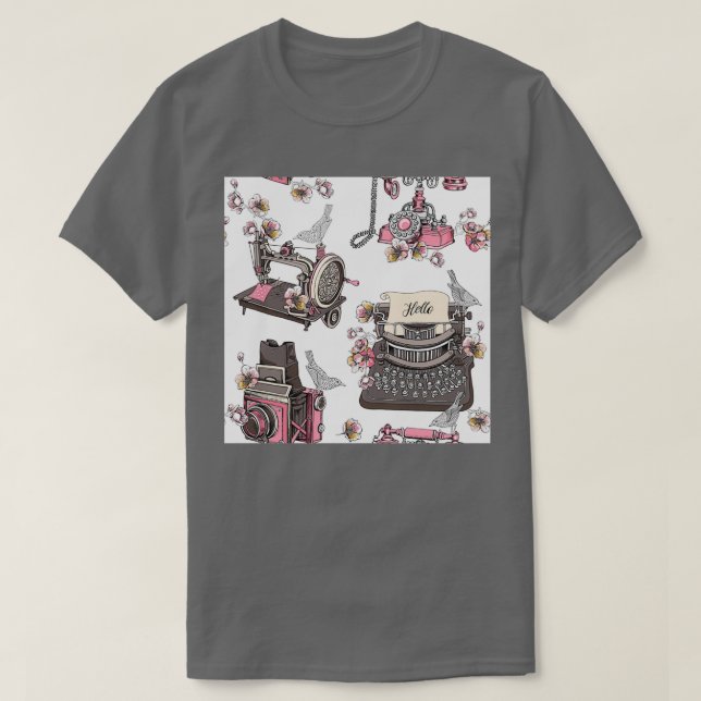 Camiseta Sewing Retro Pattern  (Diseño del anverso)
