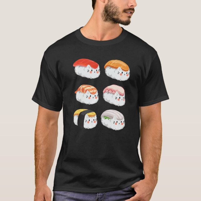 Camiseta Sexpack de Sushi para todos los gatos (Anverso)