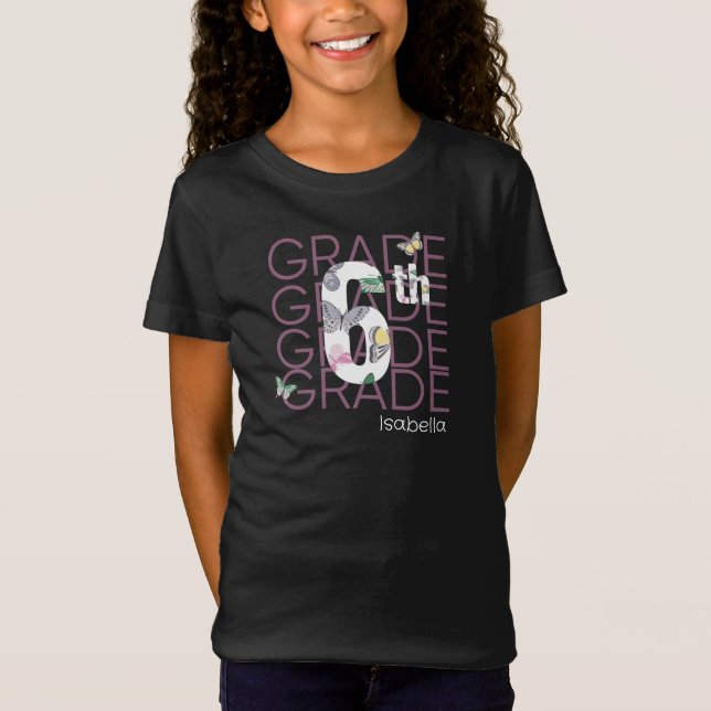 Camiseta Sexto grado de mariposa personalizada (Anverso)