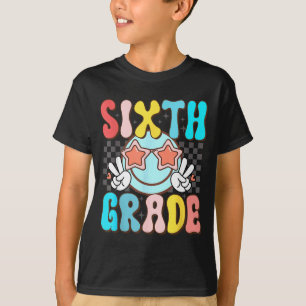Camiseta Sexto grado retro sonrisa groovy cara 6to grado